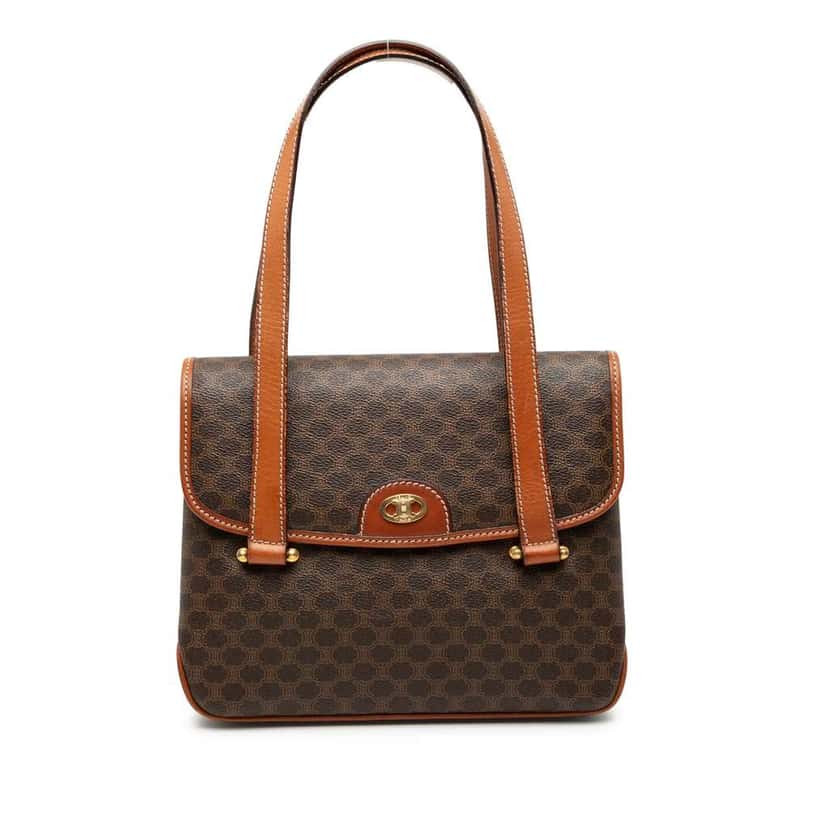Celine Macadam Coated Canvas Handbag Brown Canvas Good condition - Front View