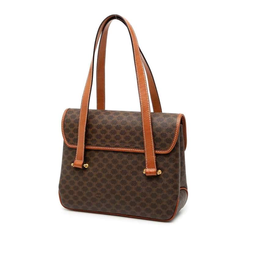 Celine Macadam Coated Canvas Handbag Brown Canvas Good condition - Back View