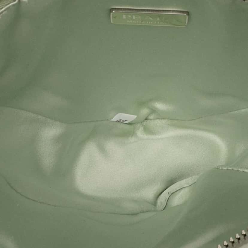 Prada Satin Crystal Embellished Triangle Pouch Green Satin Very good condition - Model View