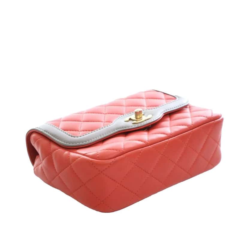 Chanel Mini Quilted Lambskin Two Tone Day Flap Red Leather Very good condition - Box View
