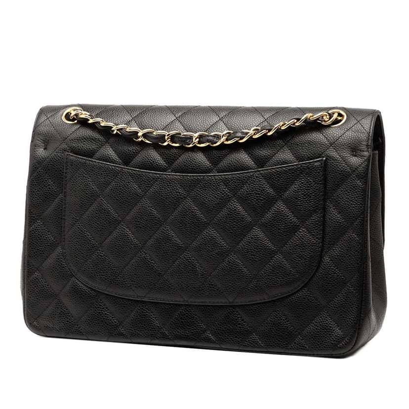 Chanel Jumbo Classic Caviar Double Flap Black Leather Good condition - Back View