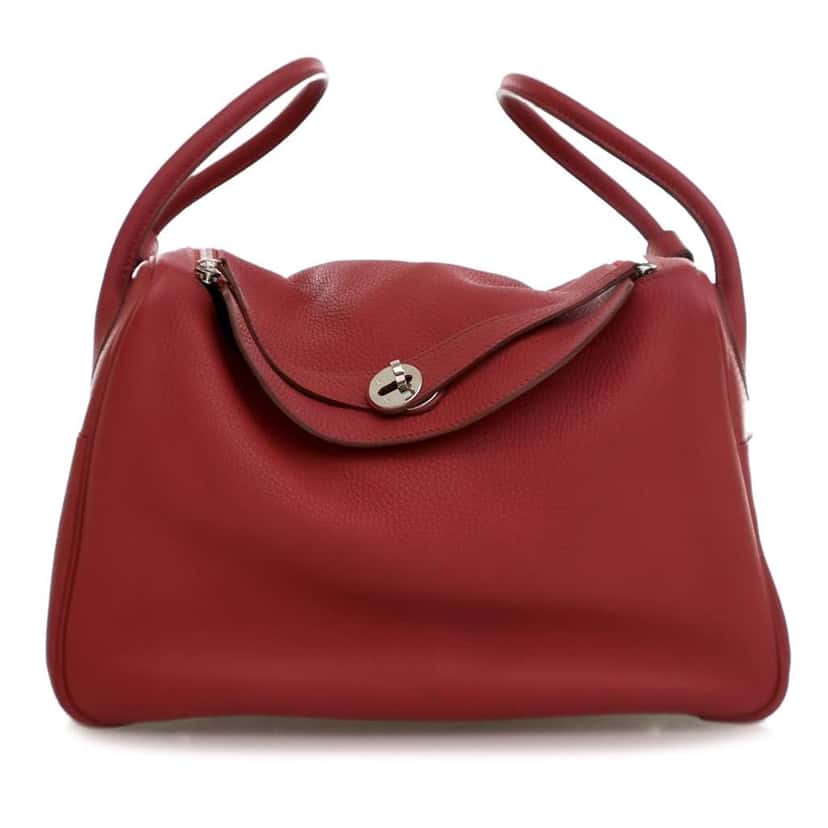 Hermès Clemence Lindy 34 Red Leather Good condition - Front View