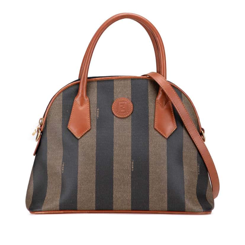 Fendi Pequin Coated Canvas Dome Satchel Brown Canvas Good condition - Front View