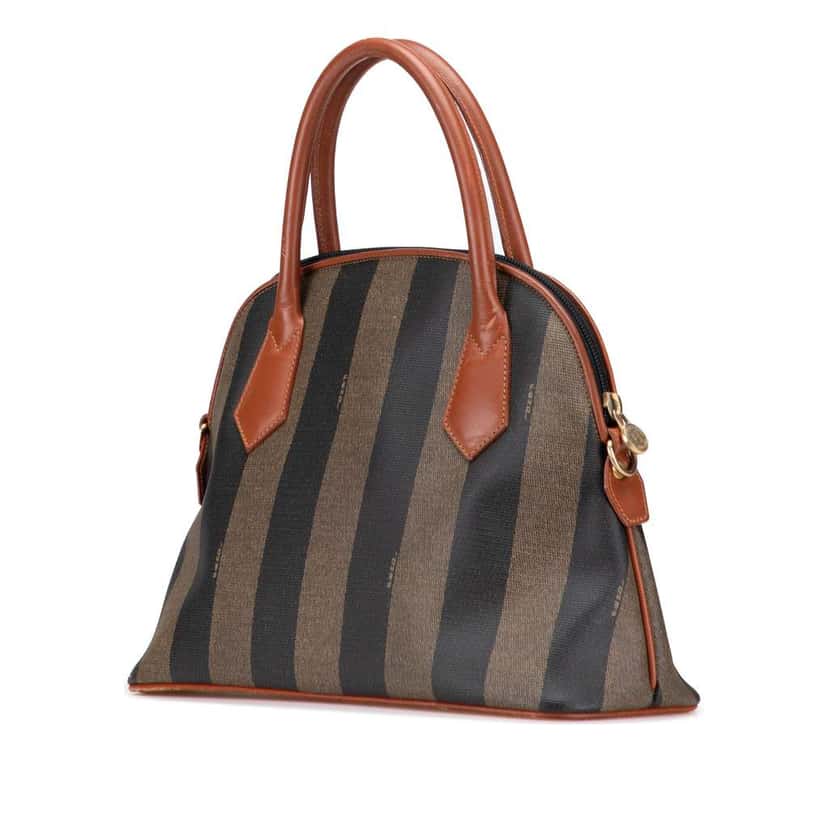 Fendi Pequin Coated Canvas Dome Satchel Brown Canvas Good condition - Back View