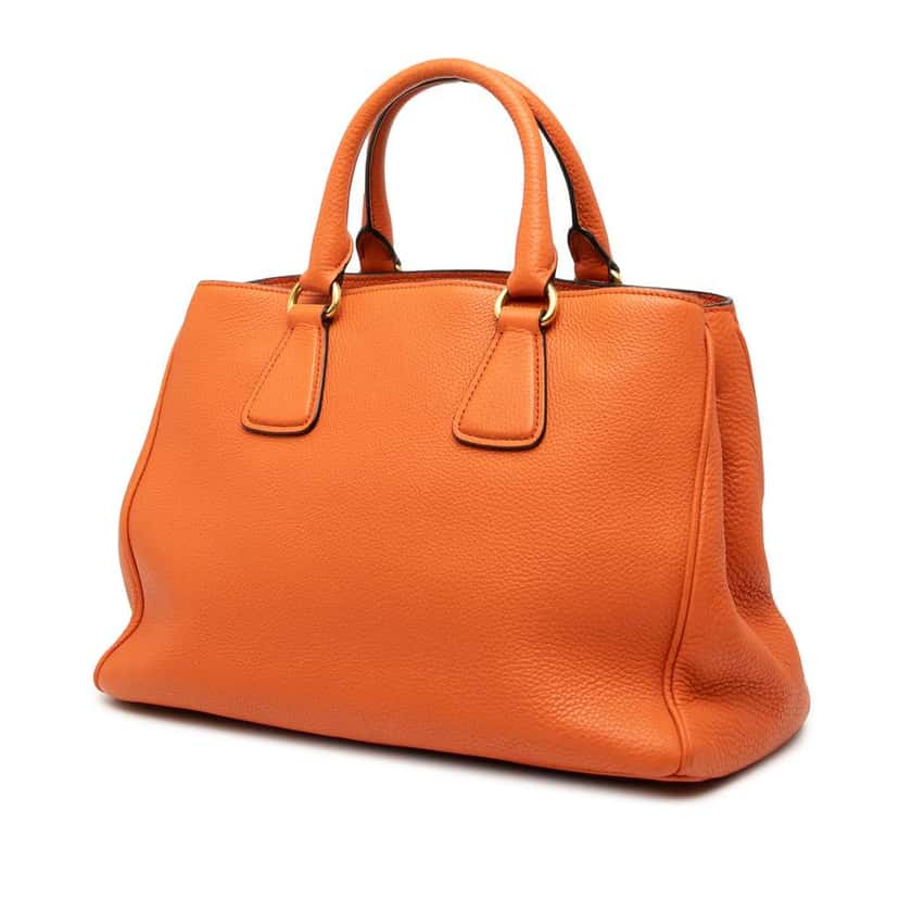 Prada Vitello Daino Open Convertible Tote Orange Leather Good condition - Back View