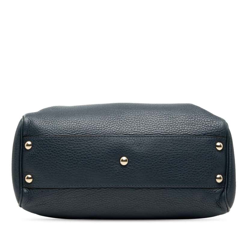 Gucci Small Calfskin Bamboo Shopper Satchel Blue Leather Good condition - Inside View