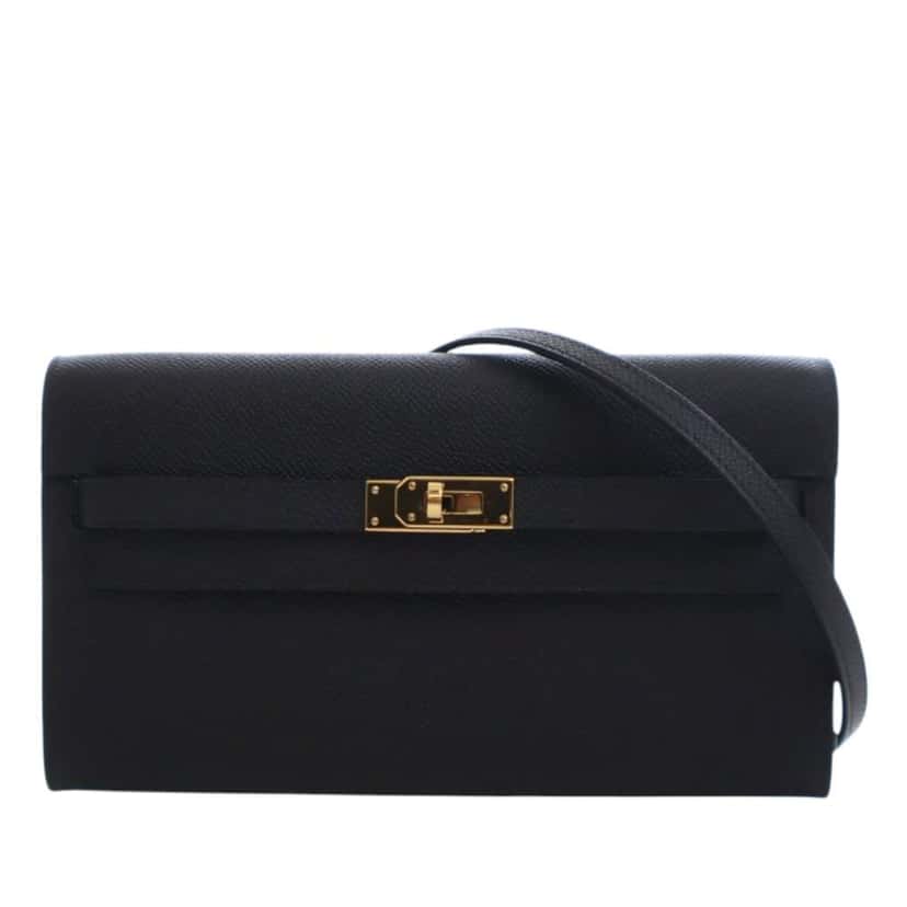 Hermès Epsom Kelly To Go Wallet Black Leather Good condition - Front View