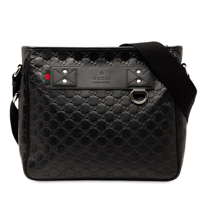 Gucci Guccissima Web Crossbody Black Leather Good condition - Front View