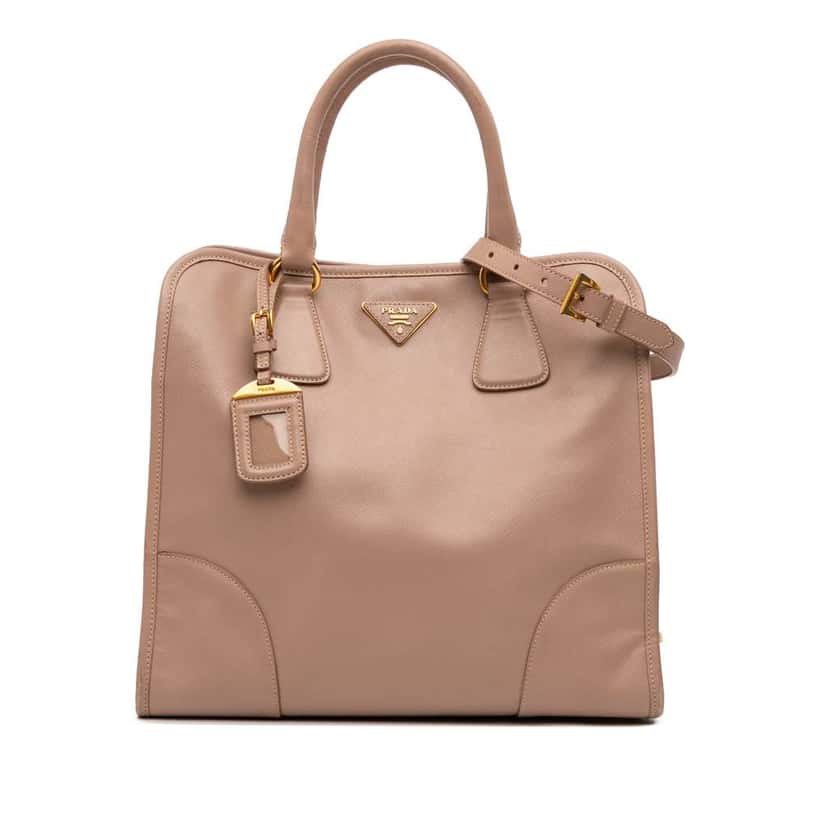 Prada Saffiano Lux Shopping Tote Brown Leather Good condition - Front View
