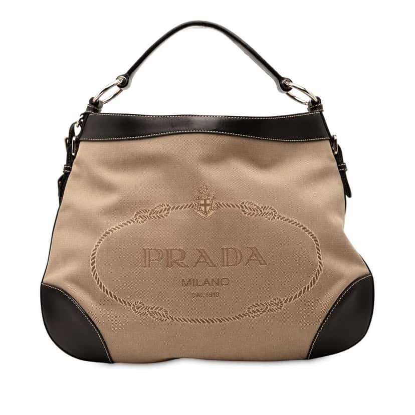 Prada Canvas Canapa Logo Hobo Brown Canvas Good condition - Front View