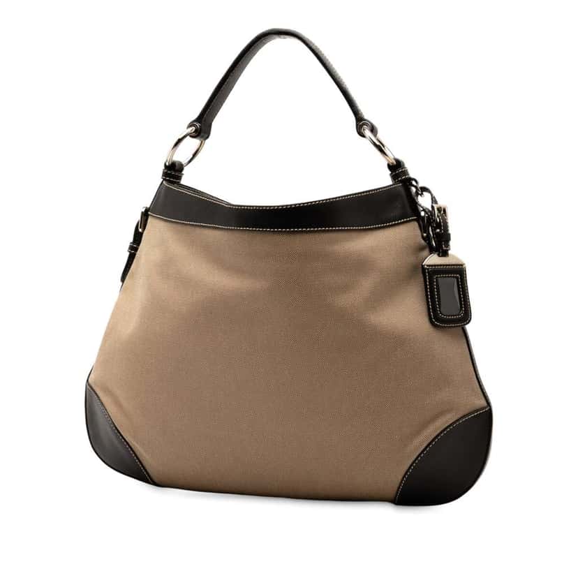 Prada Canvas Canapa Logo Hobo Brown Canvas Good condition - Back View