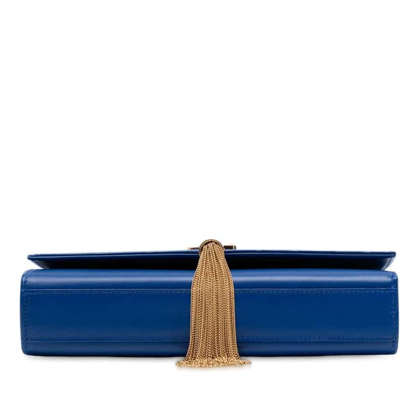 Saint Laurent Medium Smooth Calfskin Monogram Kate Tassel Crossbody Blue Leather Good condition - Inside View