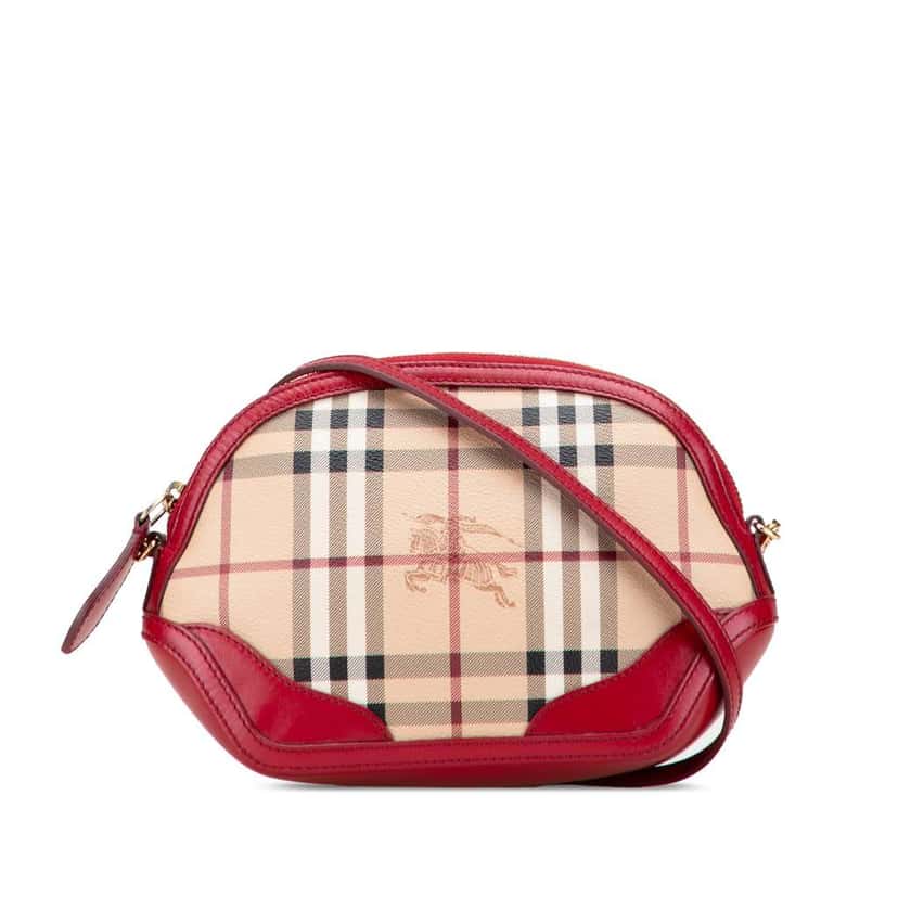 Burberry Mini Haymarket Check Coated Canvas Orchard Crossbody Brown Canvas Very good condition - Front View
