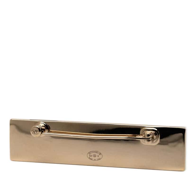 Chanel Gold Plated Logo Plate Brooch Gold Metal Good condition - Inside View