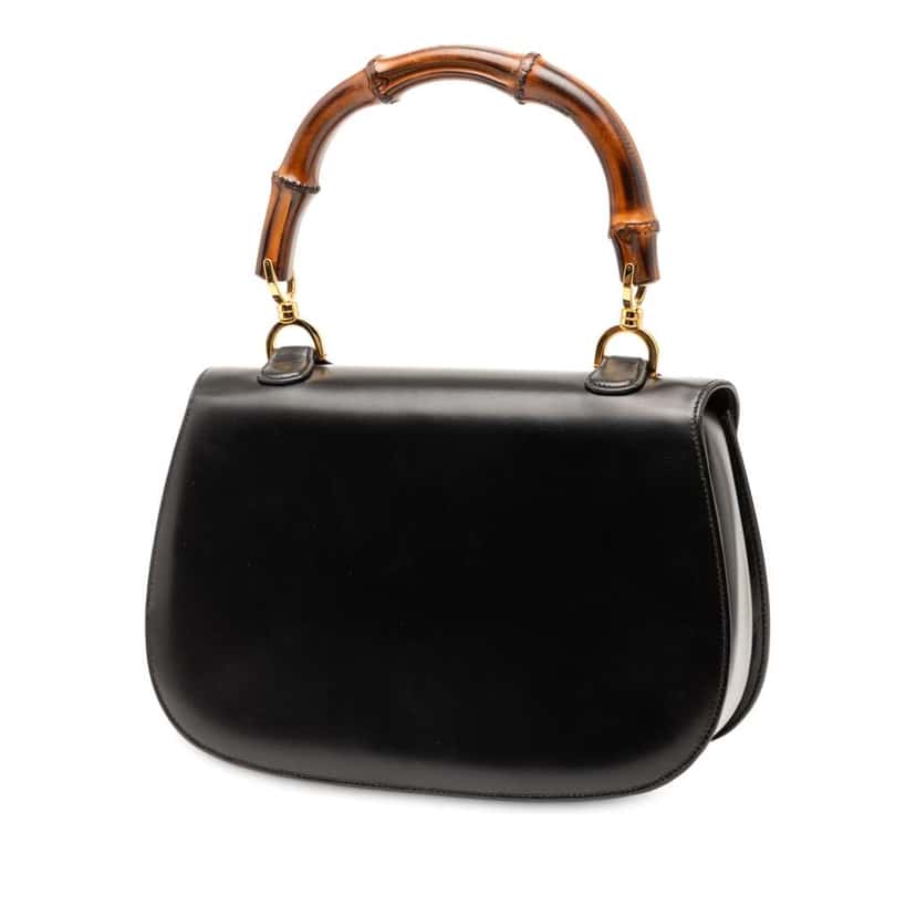 Gucci Calfskin Bamboo Night Black Leather Good condition - Back View