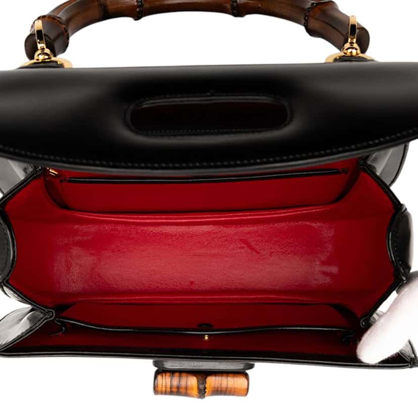 Gucci Calfskin Bamboo Night Black Leather Good condition - Model View