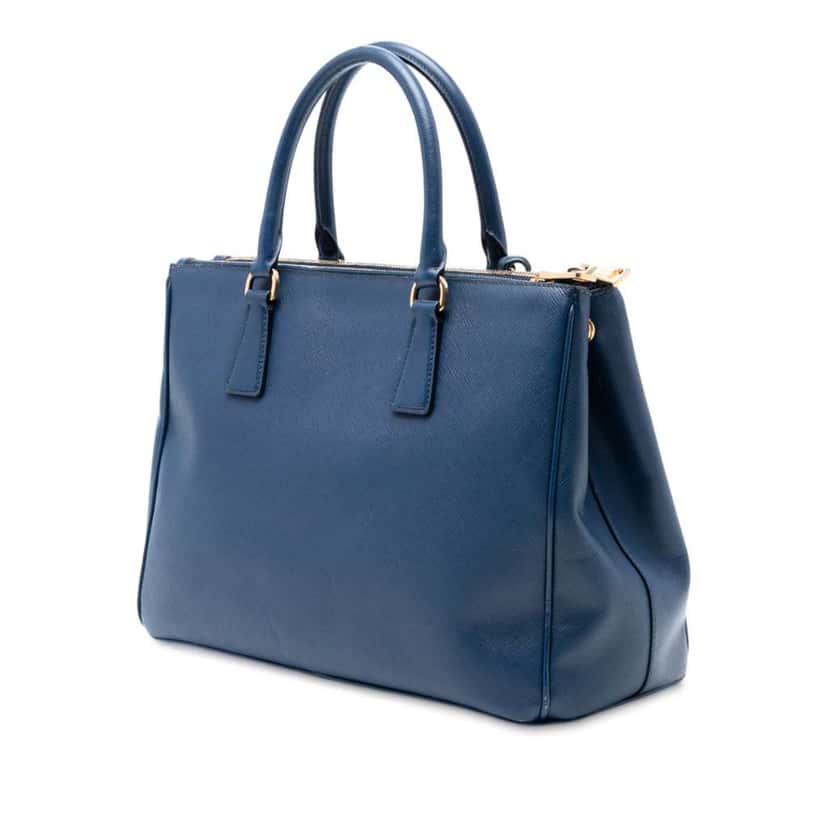 Prada Medium Saffiano Lux Galleria Double Zip Satchel Blue Leather Good condition - Back View