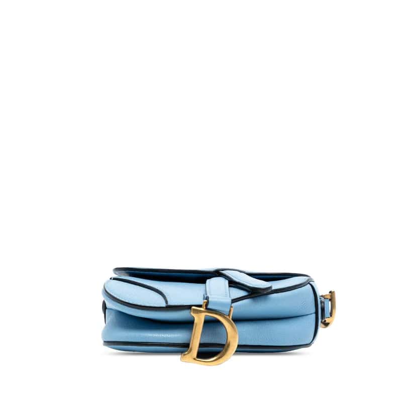 Dior Micro Goatskin Saddle Bag Blue Leather Very good condition - Inside View