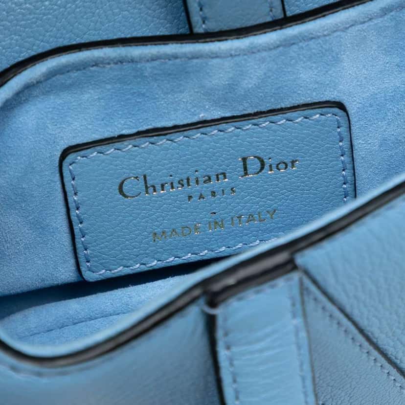 Dior Micro Goatskin Saddle Bag Blue Leather Very good condition - Box View