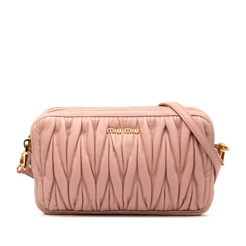 Miu Miu Matelasse Leather Crossbody Pink Leather Good condition - Front View