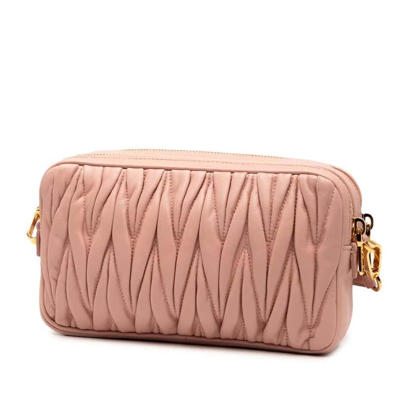 Miu Miu Matelasse Leather Crossbody Pink Leather Good condition - Back View