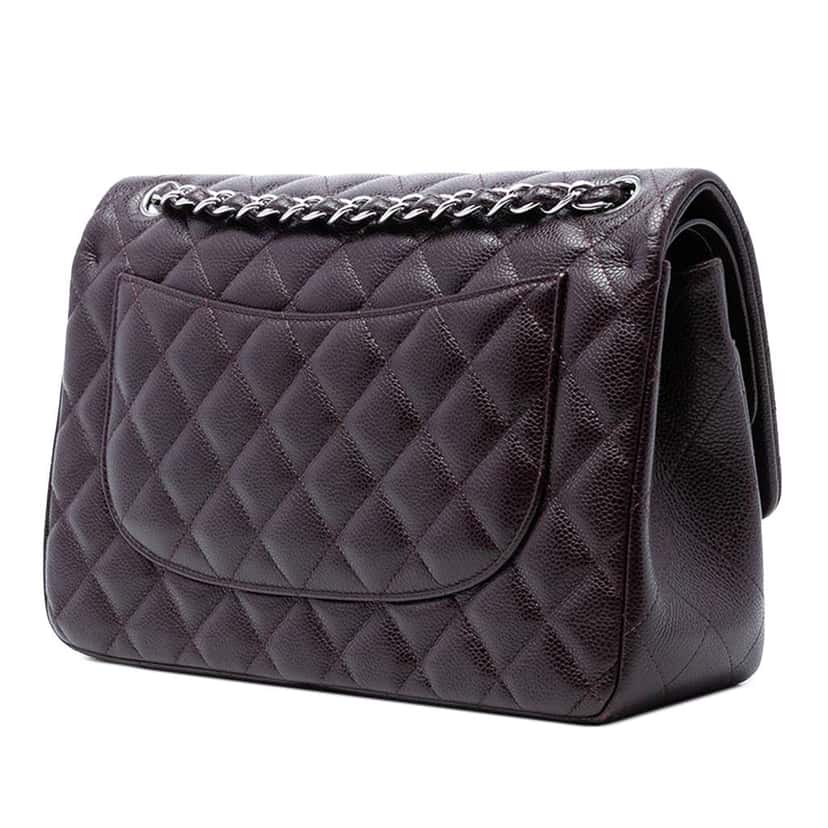 Chanel Jumbo Classic Caviar Double Flap Purple Leather Good condition - Back View