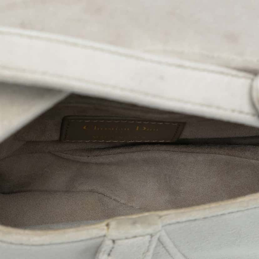 Dior Mini Velvet Crystal Embellished Hardware Saddle Bag Grey Velvet Good condition - Model View