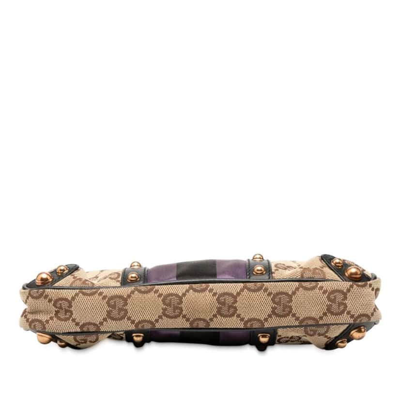 Gucci GG Canvas Web Studded Pochette Brown Canvas Good condition - Inside View