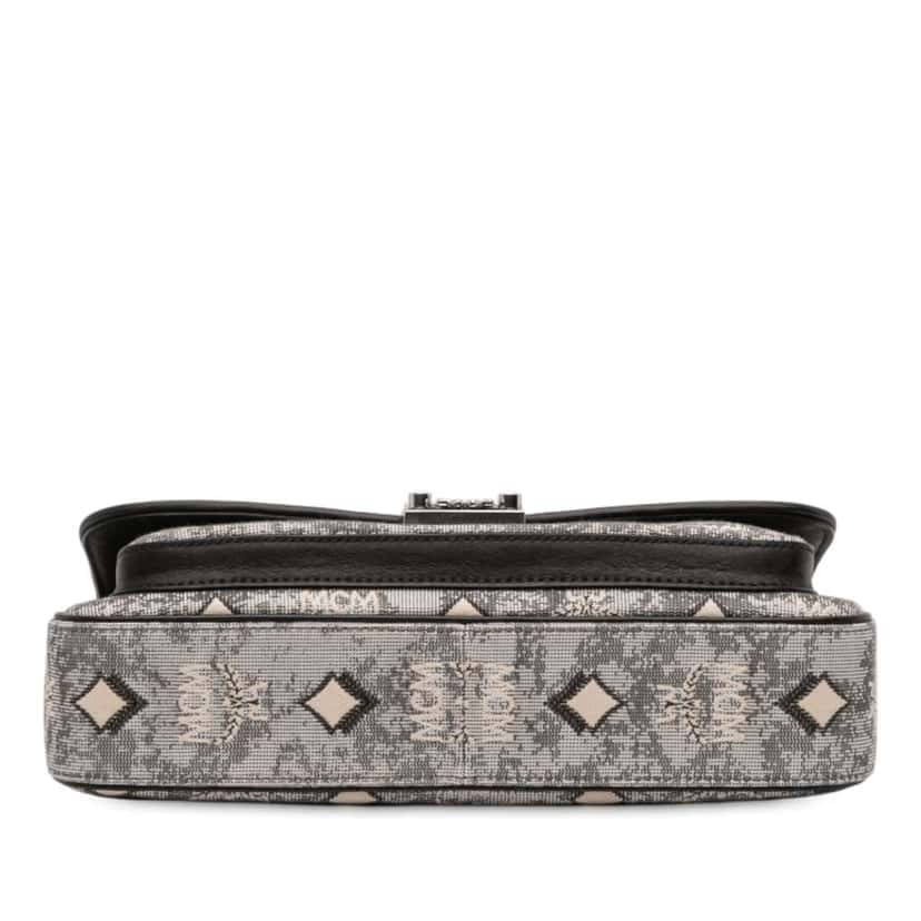 Mcm Vintage Jacquard Monogram Satchel Grey Canvas Good condition - Inside View