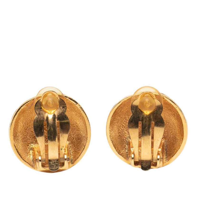 Chanel CC Gold Plated Clip On Earrings Gold Metal Good condition - Back View