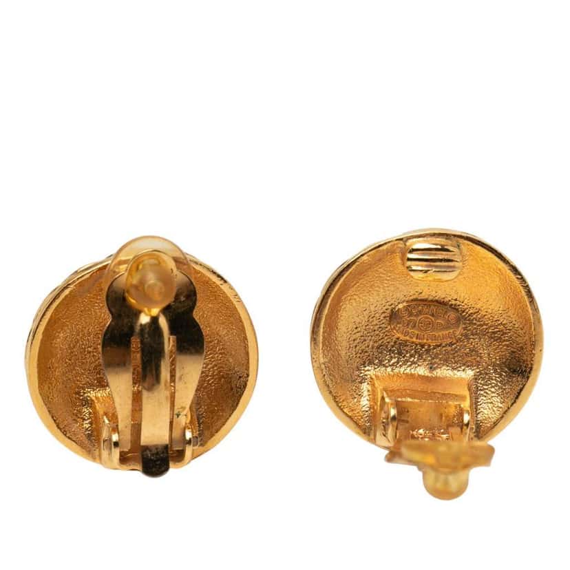 Chanel CC Gold Plated Clip On Earrings Gold Metal Good condition - Inside View