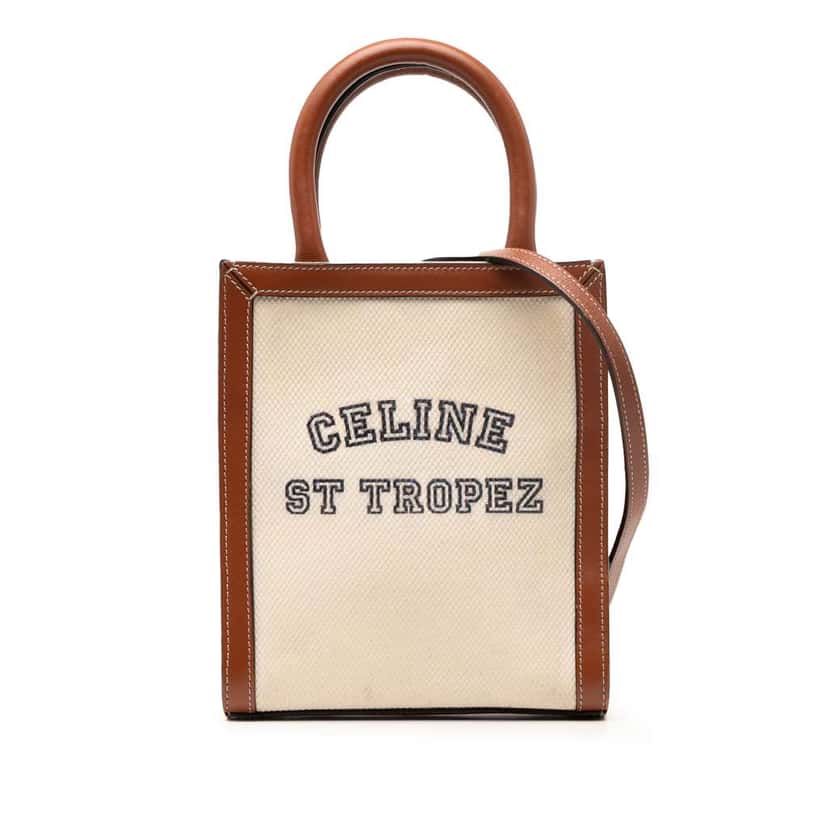 Celine Mini Canvas St Tropez Vertical Cabas Tote Brown Canvas Good condition - Front View