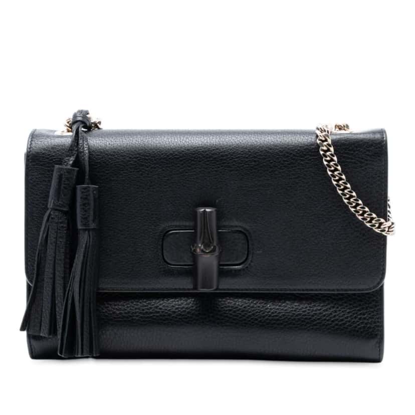 Gucci Medium Leather Miss Bamboo Crossbody Black Leather Good condition - Front View