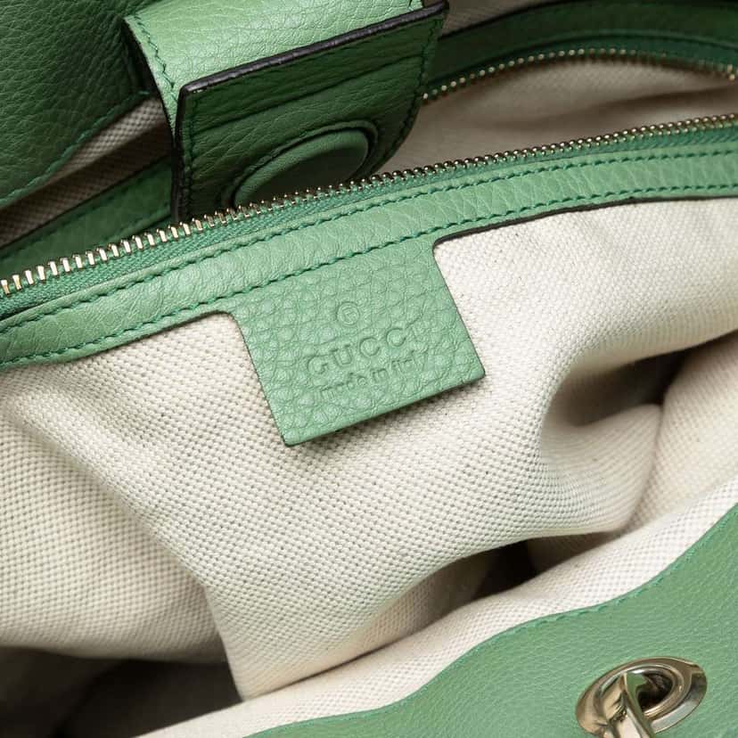 Gucci Tall Leather Bamboo Shopper Tote Green Leather Good condition - Box View