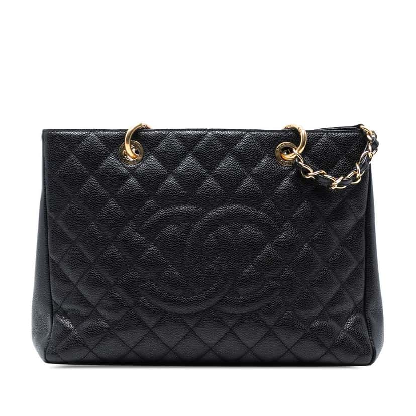 Chanel Caviar Grand Shopping Tote Black Leather Good condition - Front View