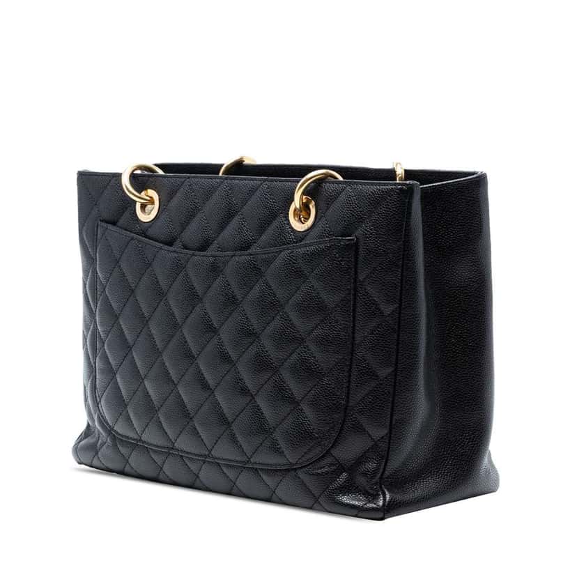 Chanel Caviar Grand Shopping Tote Black Leather Good condition - Back View