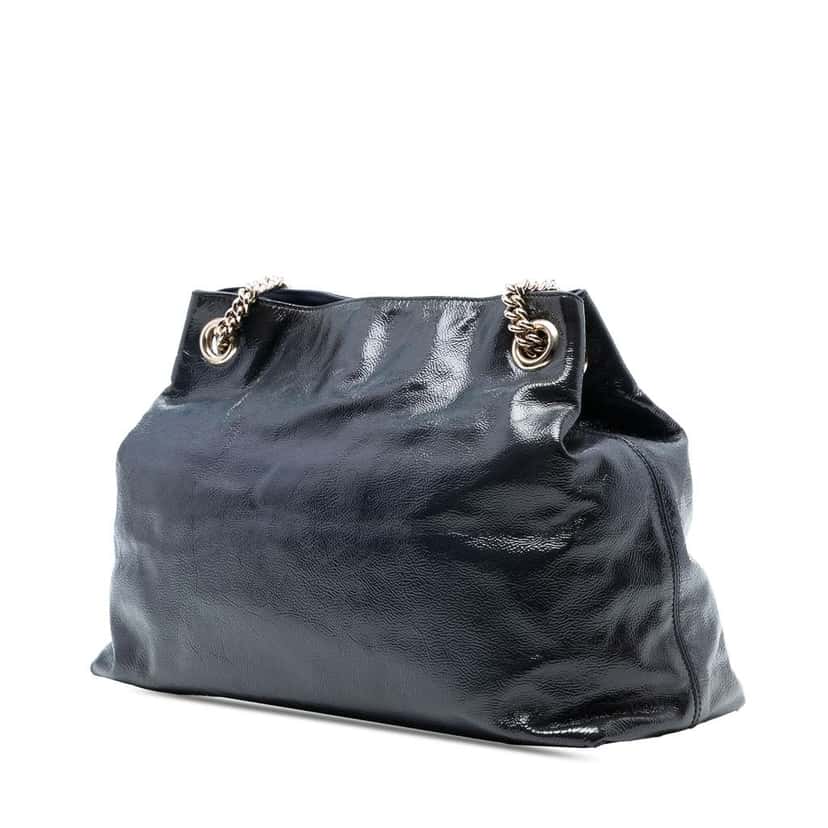 Gucci Medium Patent Soho Chain Tote Blue Leather Good condition - Back View