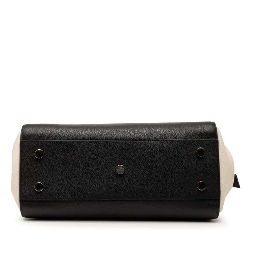 Saint Laurent Small Bicolor Grained Calfskin Cabas Rive Gauche Satchel Black Leather Good condition - Inside View