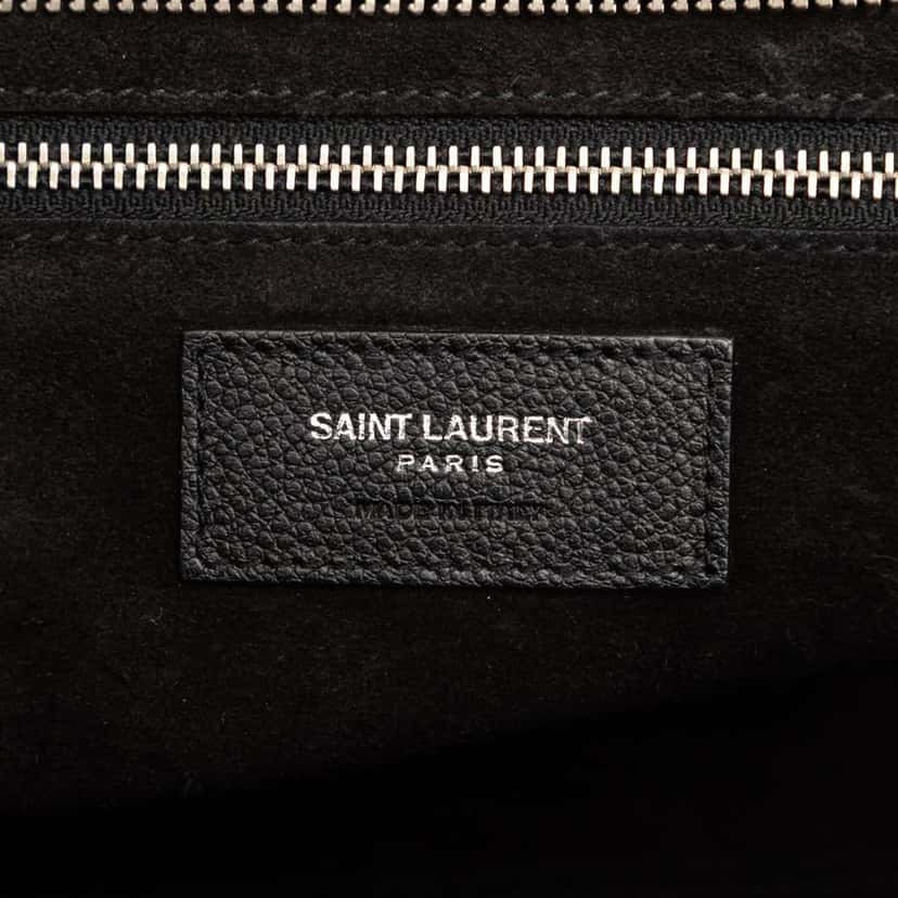 Saint Laurent Small Bicolor Grained Calfskin Cabas Rive Gauche Satchel Black Leather Good condition - Box View