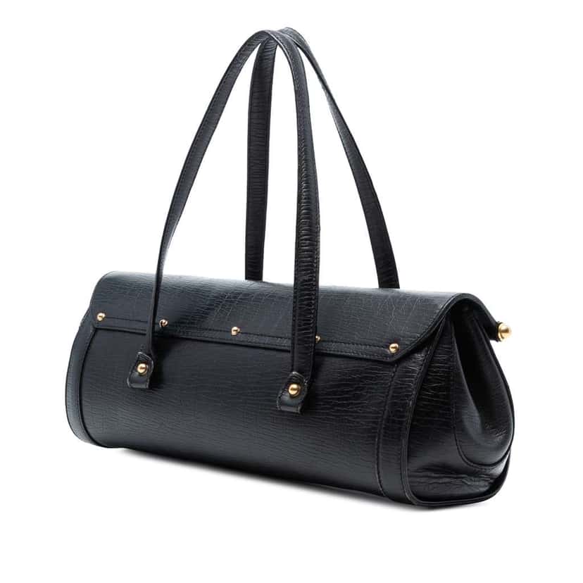 Gucci Leather Bamboo Bullet Shoulder Bag Black Leather Good condition - Back View