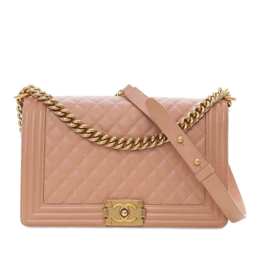 Chanel Medium Quilted Caviar Boy Flap Brown Leather Good condition - Front View
