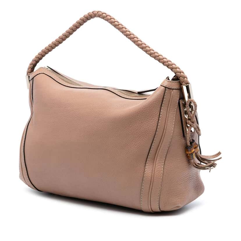 Gucci Medium Pebbled Calfskin Bella Shoulder Bag Brown Leather Very good condition - Back View