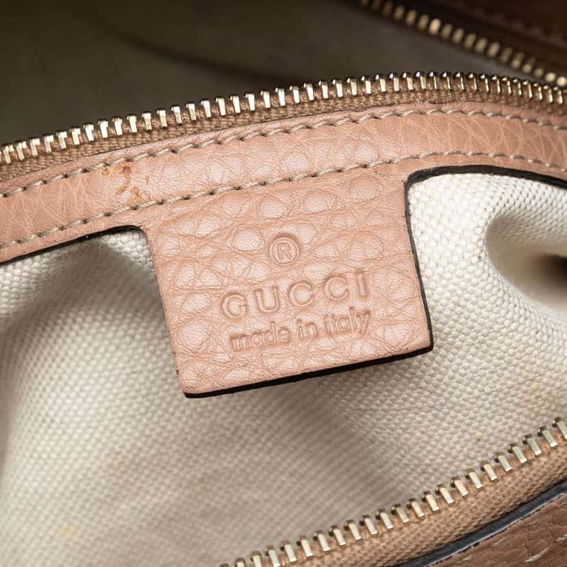 Gucci Medium Pebbled Calfskin Bella Shoulder Bag Brown Leather Very good condition - Box View