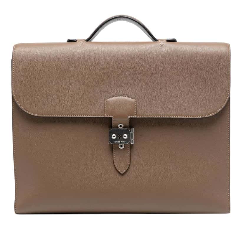 Hermès Evercolor Sac A Depeches 38 Brown Leather Good condition - Front View