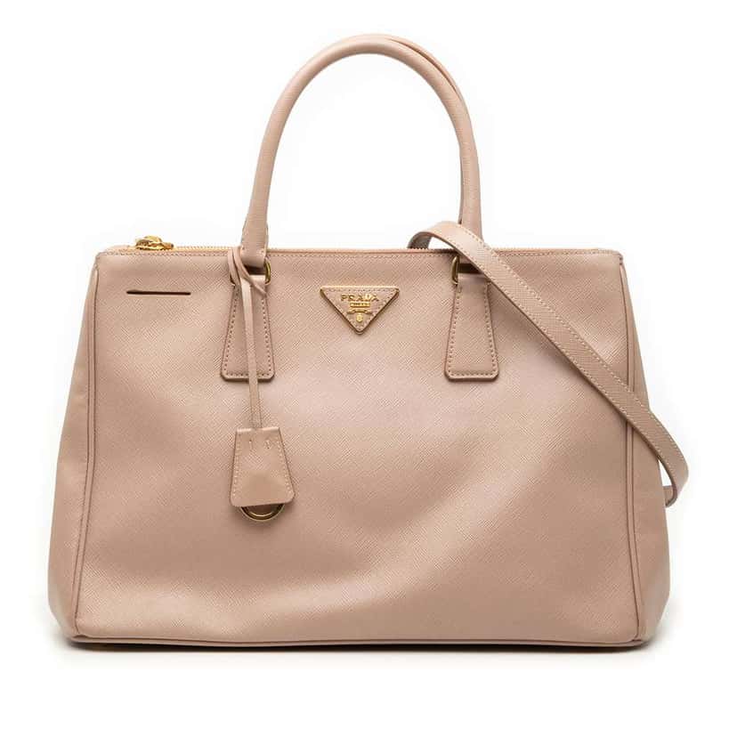 Prada Medium Saffiano Lux Galleria Double Zip Satchel Brown Leather Good condition - Front View