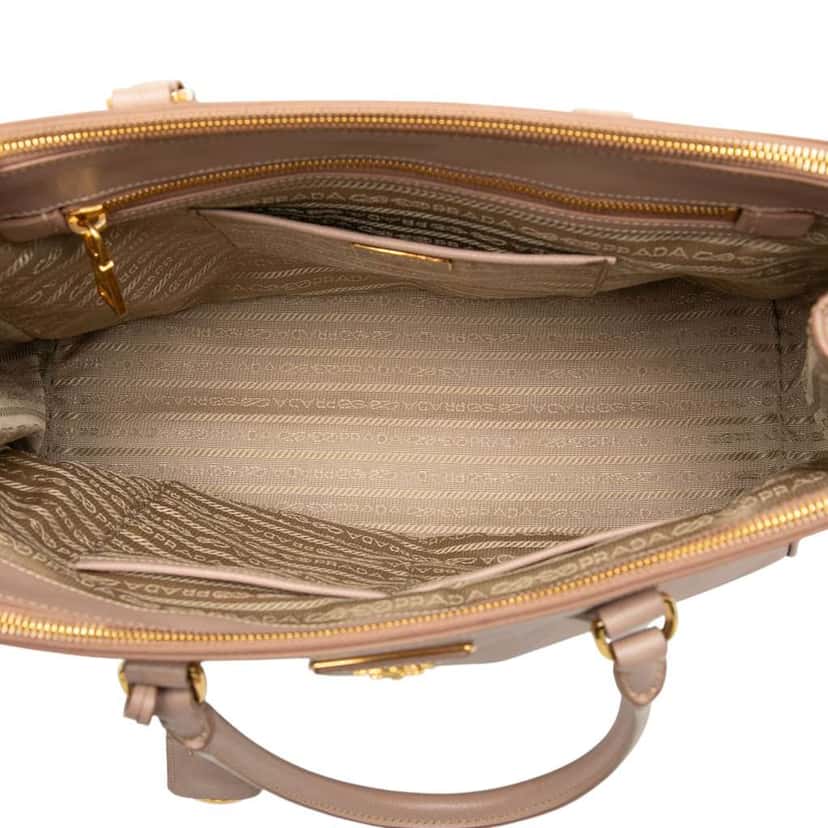 Prada Medium Saffiano Lux Galleria Double Zip Satchel Brown Leather Good condition - Model View
