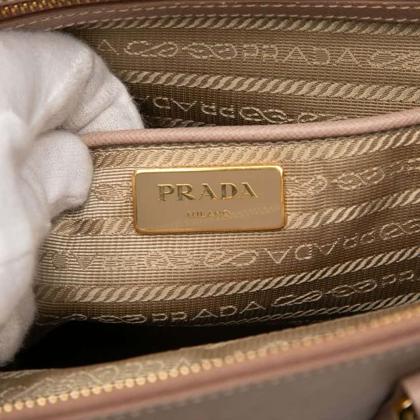 Prada Medium Saffiano Lux Galleria Double Zip Satchel Brown Leather Good condition - Box View