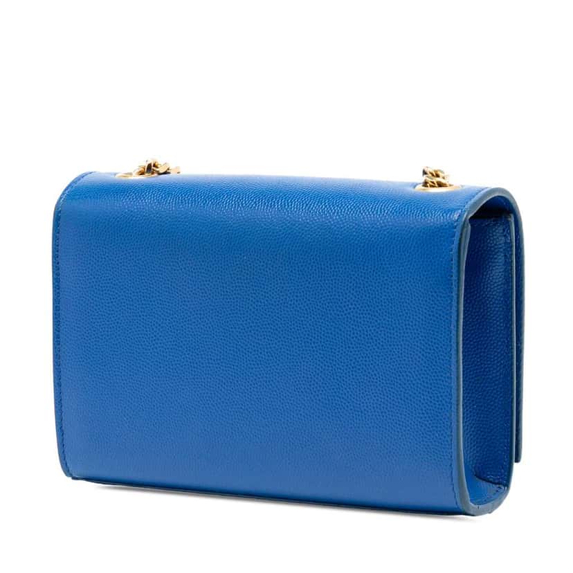 Saint Laurent Small Grain De Poudre Monogram Kate Crossbody Blue Leather Good condition - Back View