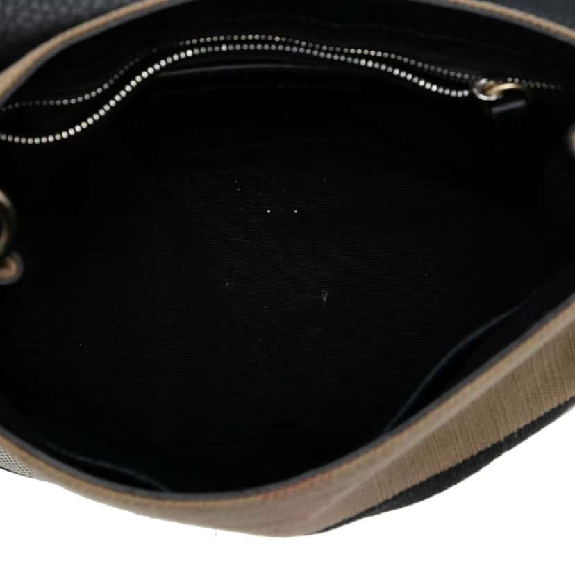 Burberry Mega Check Canvas and Grained Calfskin Gowan Crossbody Brown Canvas Good condition - Model View