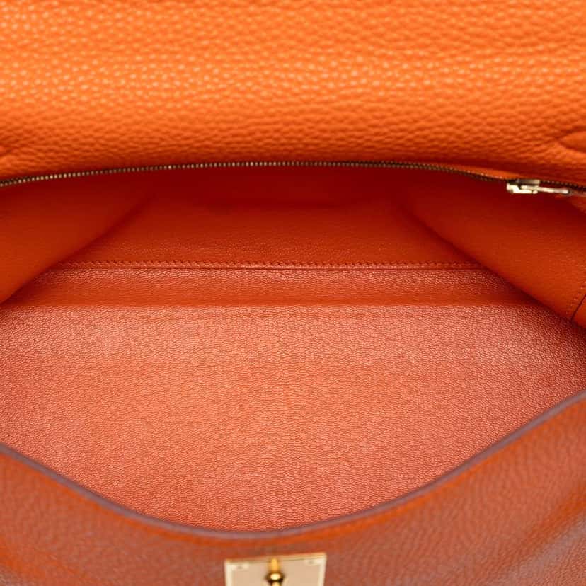 Hermès Clemence Kelly II Retourne 32 Orange Leather Good condition - Model View